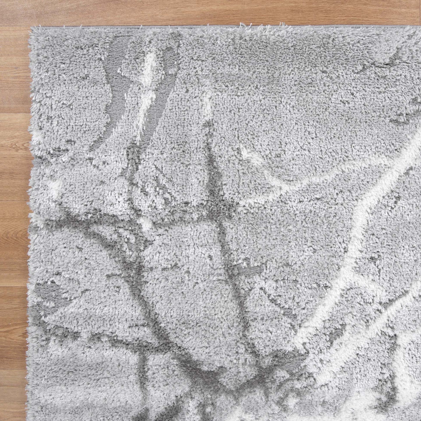 Tender Abstract Silver Shag Rug