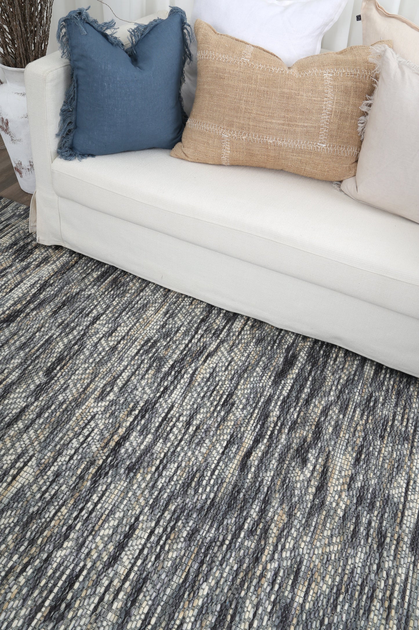 Copacabana Chevron Stone Wool Rug