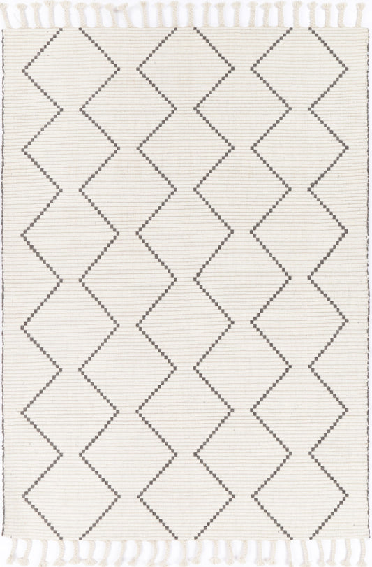 Goa Zig-Zag Wool Blend Cream Rug