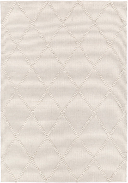 Goa Lattice Wool Blend Cream Rug (No Tassel)