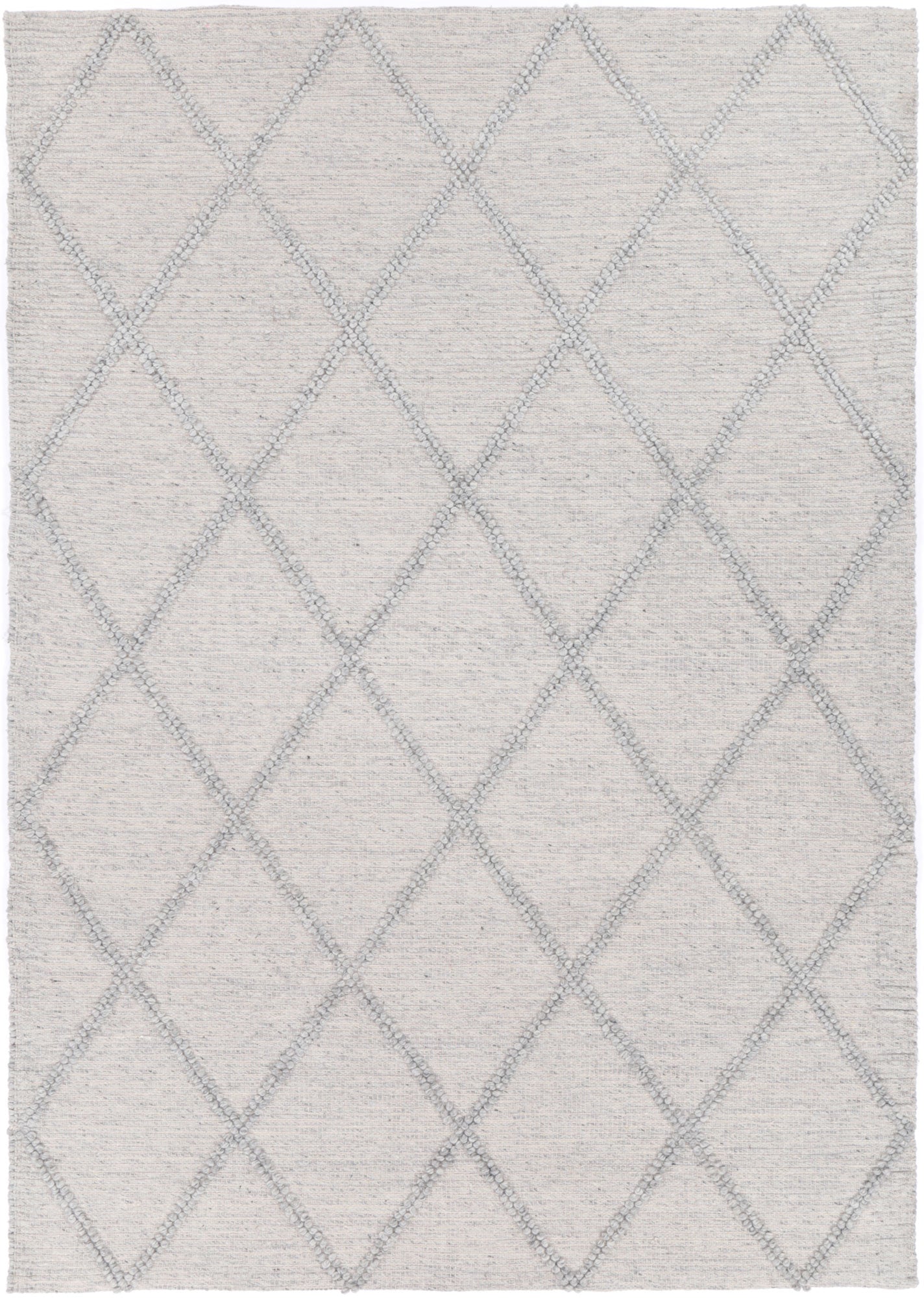 Goa Lattice Wool Blend Grey Rug (No Tassel)