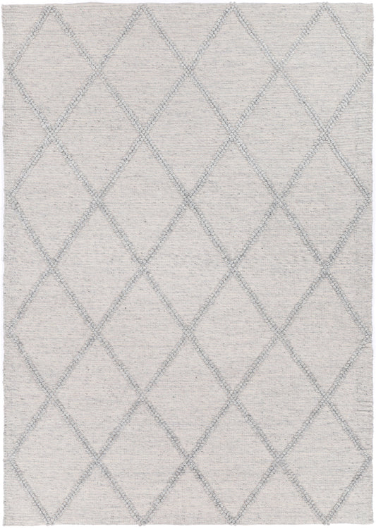 Goa Lattice Wool Blend Grey Rug (No Tassel)