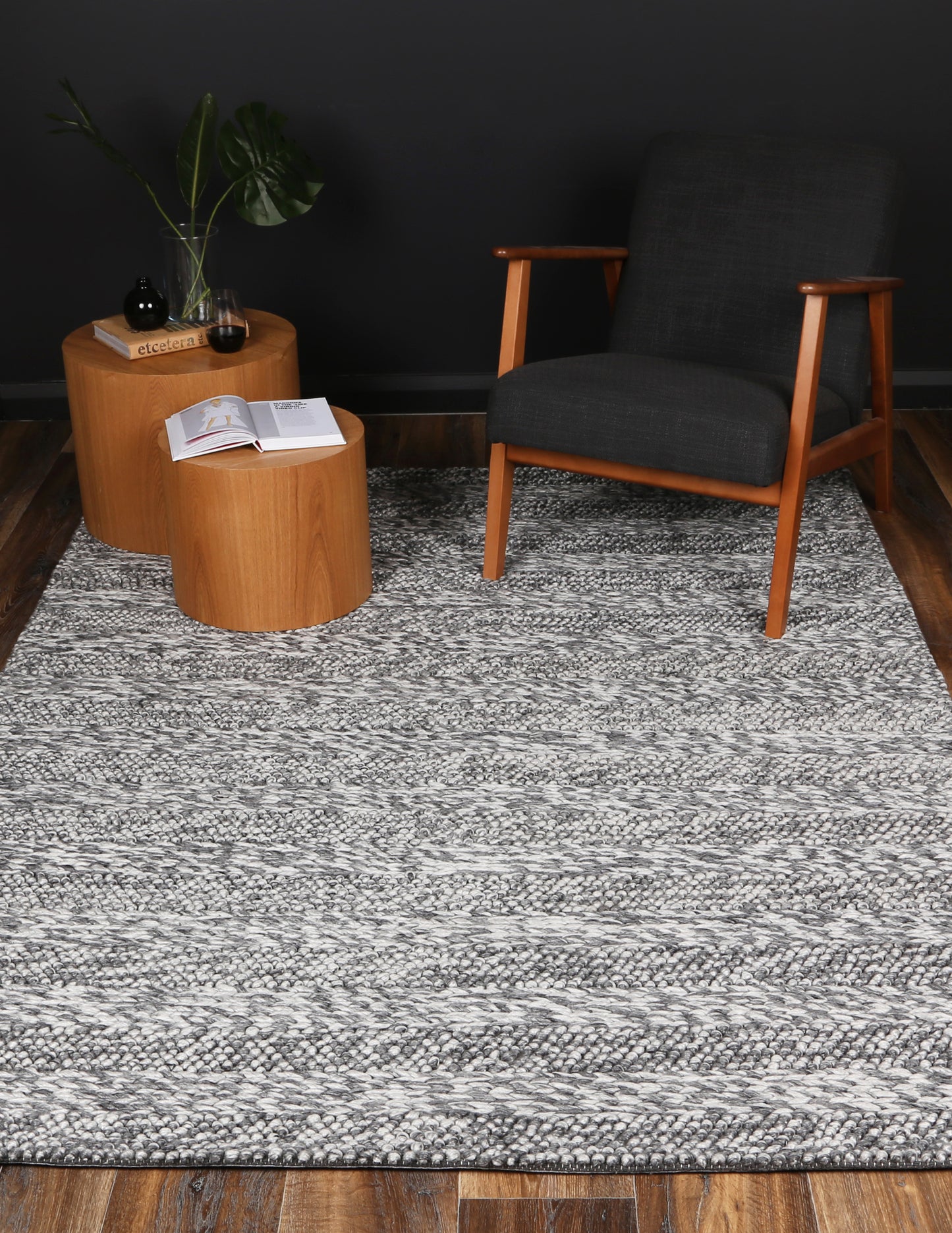 Harlow Ringlets Charcoal Wool Blend Rug