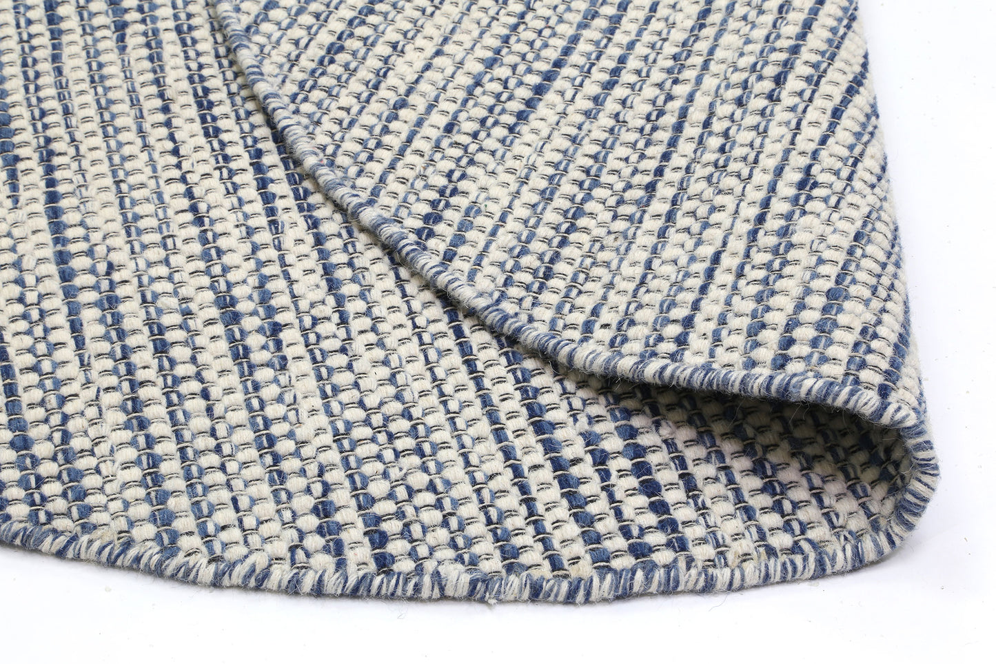 Nordic Blue Reversible Wool Round Rug