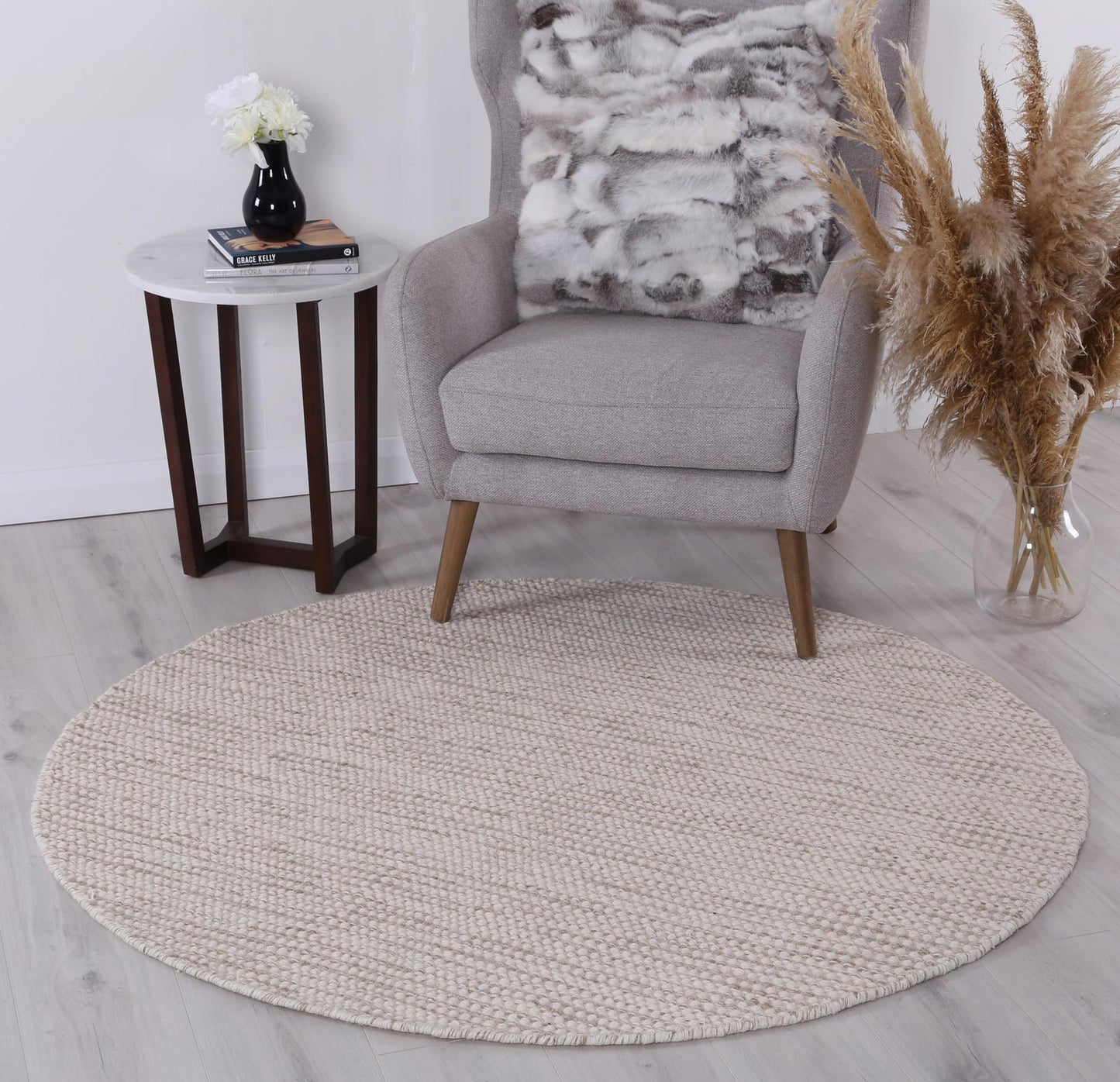 Nordic Brown Reversible Wool Round Rug