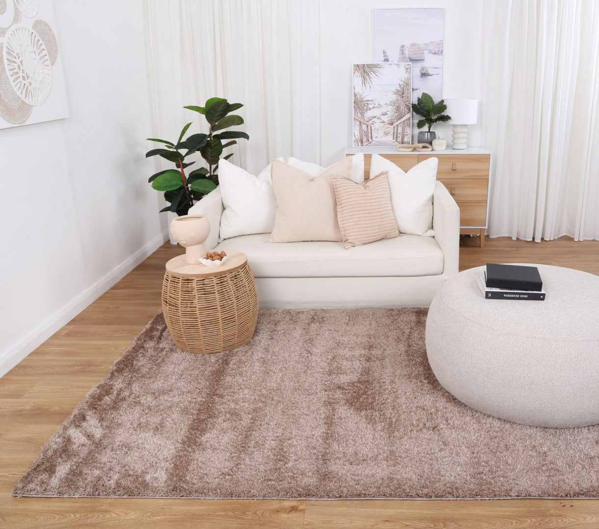 Puffy Soft Shag Beige Rug