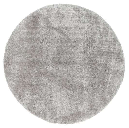 Puffy Soft Shag Round Rug Grey