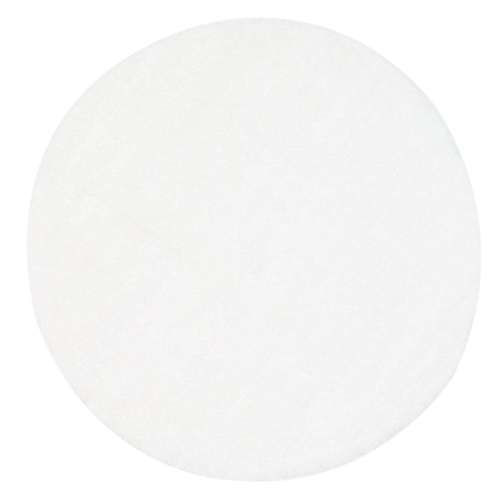 Puffy Soft Shag Round Rug White