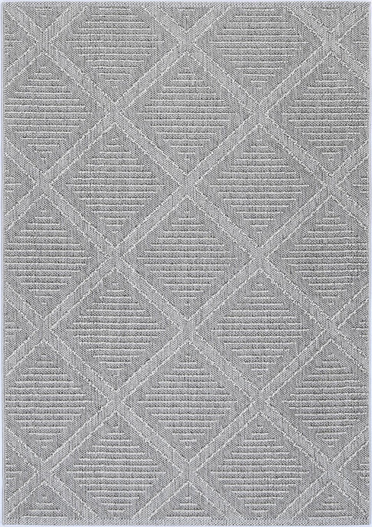 Vanuatu Vouza Grey Geometric Flatweave Rug