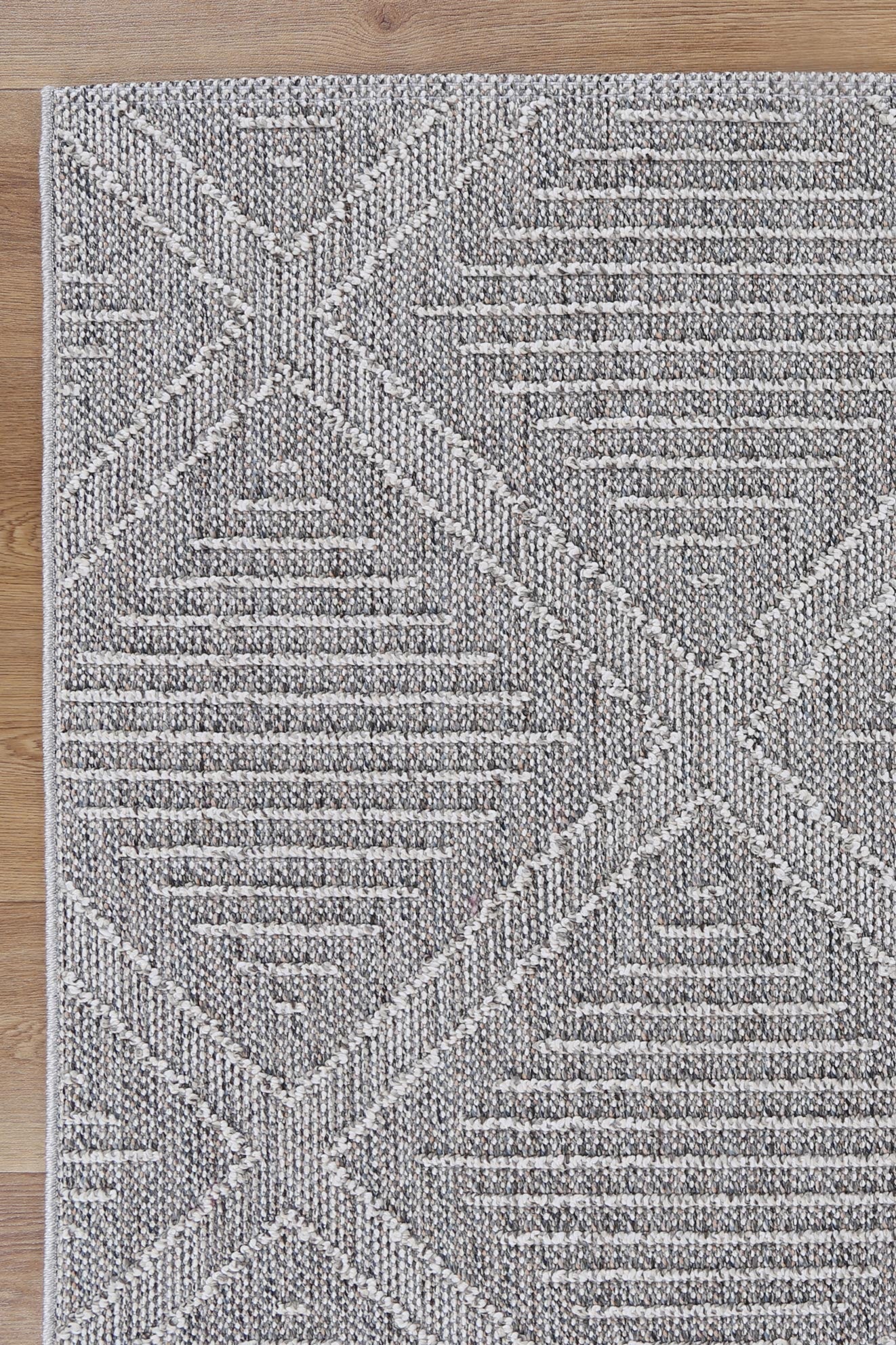 Vanuatu Vouza Grey Geometric Flatweave Rug