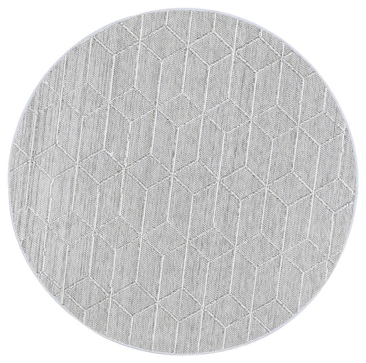 Vanuatu Totori Ash Geometric Round Flatweave Rug