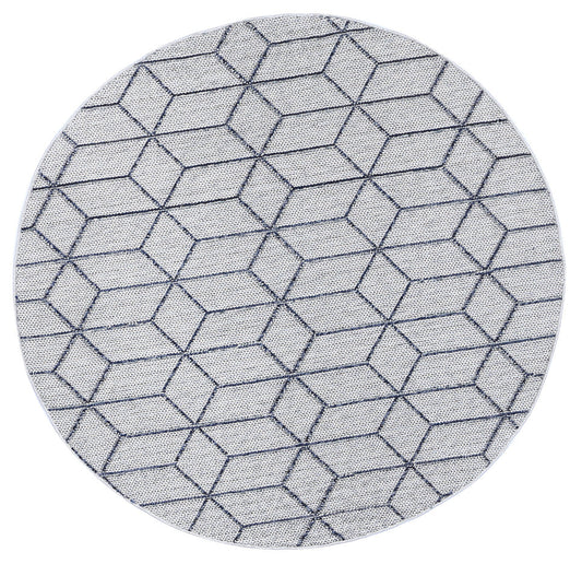 Vanuatu Greenslade Charcoal Geometric Round Flatweave Rug