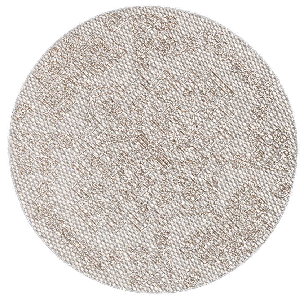 Vanuatu Waita Beige Tribal Round Flatweave Rug